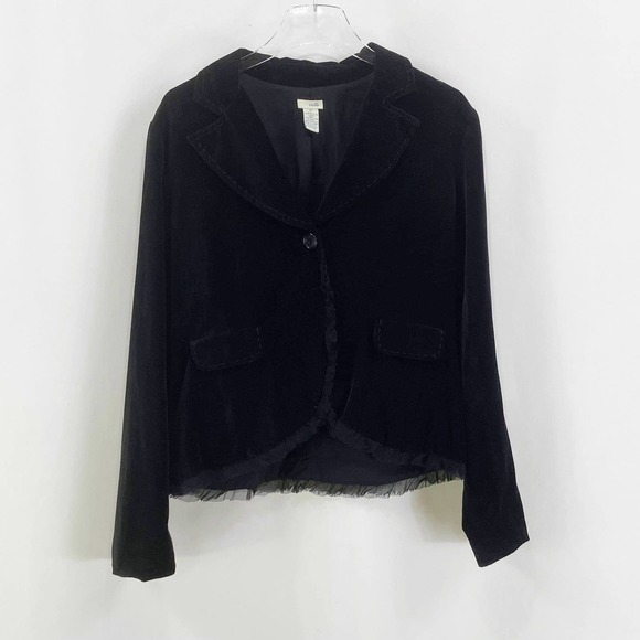 Anthropologie Jackets & Blazers - ANTHROPOLOGIE ODILLE Vintage 90s Black Velvet Large Collar Jacket